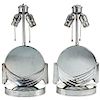 Art Deco Silver-Tone Mirrored Table Lamps, Pair