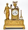 Neoclassical Gilt Bronze Figurative Mantel Clock