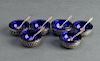 Sterling Silver & Cobalt Glass Salts w Spoons, 6
