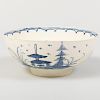 English Creamware Bowl Painted with Chinoiserie Landscapes