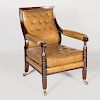Late George IV Mahogany and Leather Upholstered Library Armchair