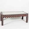 Modern Carved and Stained Hardwood Low Table