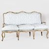 North Italian Rococo Cream and Green Painted Sofa, Probably Piedmont