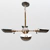 Modern Brass and Painted Tin Four-Light Chandelier