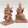 Pair of French Terracotta Chinoiserie Figures, Modern