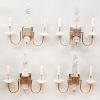Set of Four Polished Nickel-Mounted Rock-Crystal Two-Light Sconces