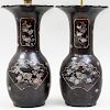 Pair of Japanese Lac Burgauté Style Vases 