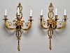 Neoclassical Style Gilt Metal Three Light Sconces
