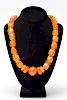 Natural Amber & Faux Amber Beads Necklace