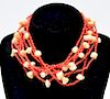 Marvella MOP Shell & Coral Colored Glass Necklace