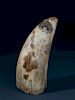 Whaleman Scrimshaw and Polychrome Sperm Whale Tooth, circa 1860