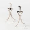 Pair of Mid-century Modern Sterling Silver Candlesticks