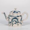 Staffordshire Salt-glazed Stoneware Scratch Blue Teapot and Cover