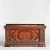 Carved and Inlaid Walnut Coffer