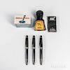 Three Montblanc Meisterstuck Fountain Pens and Accessories