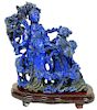 Large, Vintage Chinese Carved Lapis Quan Yin Group