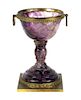 20th Century Raw Amethyst & Brass Compote