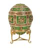 Contemporary Faberge Bronze Enameled Egg on stand