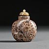 Puddingstone Snuff Bottle with Agate Stopper