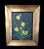 OIL ON  BOARD STILL LIFE YELLOW FLOWERS NOT SGN. 11X9"