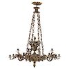 CHANDELIER. FRANCE, 19TH CENTURY. Bronze with vegetal motifs. 56.2 in tall