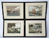 Set of Four Antique Comical Fishing Lithographs