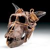 Early 20th C. Naga Monkey Skull Fetish w/ Horns