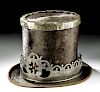 19th C. British Beaver Pelt Top Hat - Silver Adornments