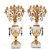 Pair Neoclassical style bronze & marble candelabra