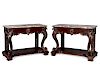 A pair of Chinese export hardwood console tables