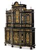 Spanish Baroque style faux hardstone inset cabinet
