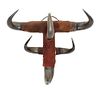 A Bison Horn Wall Hanging Hat Rack Height 19 x width 22 1/2 x depth 9 inches.