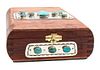 A Navajo Silver and Turquoise Cigar Box, Edison Begay Length 9 3/4 x width 6 3/4 inches.