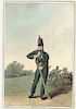 RICHARD HAVELL after GEORGE WALKER 
Rifleman of the North York Militia Regiment, c. 1814 (detail)
Hand-colored, aquatint engraving, ...