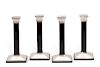 Four silver and black onyx candlesticks, Tiffany