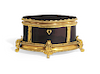 Continental gilt bronze and ruby glass table box