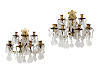 A pair of gilt bronze and cut glass wall sconces