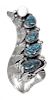 A Southwestern Style Silver and Turquoise Five Stone Ring Length 2 3/4 inches.