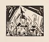 Lyonel Feininger (1871-1956) "Town Hall" Woodcut