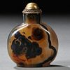 Agate Snuff Bottle with Metalwork Stopper