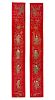A Pair of Chinese Embroidered Silk Opera PanelsEach: height 131 x width 14 1/2 in., 333 x 37 cm.