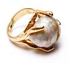 14K Yellow Gold with Large Baroque Pearl Ring