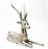 Recumbent Deer w Antlers Cast Aluminum Sculpture