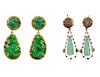 Jade Earrings & Aquamarine & Diamond Earrings