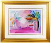 Peter Max 'Palm Tree' Mixed Media Painting