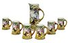 Nippon Japanese Hand Painted Pitcher & Tankards