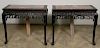 Pair, Chinese Carved Hardwood Marble Console Table