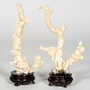 Two Chinese White Coral Figures on Stands