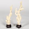 Two, Chinese Carved White Coral Meiren Figures