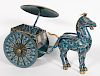 Chinese Cloisonne Enamel Horse Drawn Carriage Cart